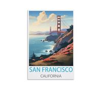 HWJJUII San Francisco California Vintage Travel Poster 12x18inch(30x45cm) Canvas Wall Posters And Art Picture Print Modern Family Bedroom Decor Posters