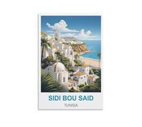 HWJJUII Sidi Bou Said Tunisia Vintage Travel Posters 08x12inch(20x30cm) Canvas Wall Posters And Art Picture Print Modern Family Bedroom Decor Posters