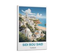 HWJJUII Sidi Bou Said Tunisia Vintage Travel Posters 08x12inch(20x30cm) Canvas Wall Posters And Art Picture Print Modern Family Bedroom Decor Posters
