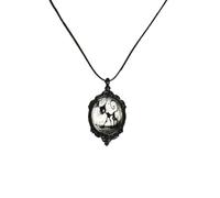HWJQ Cat Cameo Necklace for Men Women Gothic Black Cat Pendant Necklace Vintage Goth Oval Frame Pendant Halloween Mystic Witch Jewelry Gift, Zinc, No Gemstone