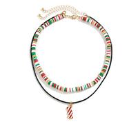 HWJQ Christmas Double layered Choker Necklace Christmas Tree Pendant Necklace Elk Deer Christmas Stocking Necklace for Women Men Jewelry, Zinc, No Gemstone