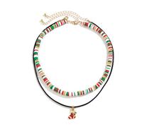 HWJQ Christmas Double layered Choker Necklace Christmas Tree Pendant Necklace Elk Deer Christmas Stocking Necklace for Women Men Jewelry, Zinc, No Gemstone