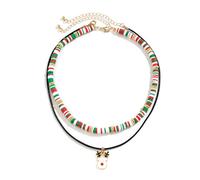 HWJQ Christmas Double layered Choker Necklace Christmas Tree Pendant Necklace Elk Deer Christmas Stocking Necklace for Women Men Jewelry, Zinc, No Gemstone