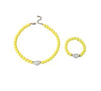 HWJQ Colorful Round Beads Necklace Bracelet Jewelry Set Irregular Baroque Pearl Necklace Choker Acrylic Bead Beaded Stretch Bracelet for Women, Middle, Acrylic, No Gemstone