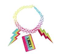 HWJQ Colorful Tattoo Choker Necklace 80s 90s Lightning Y2k Necklace Cassette Tape Necklaces Neon Vintage Lightning Radio Necklaces for Women Sparkly Party Jewelry, Middle, Acrylic, No Gemstone