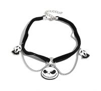 HWJQ Gothic Choker Necklace for Women Black Velvet Ribbon Choker Halloween Punk Ghost Necklace Statement Jewelry Gift, Zinc, No Gemstone