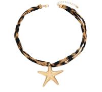 HWJQ Leopard Gold Cross Necklace Hammered Cross Pendant Necklace Leopard Print Chunky Big Crosses Choker Necklaces Religious Christian Jewelry, Middle, Zinc, No Gemstone