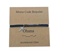 HWJQ Morse Code Bracelets for Women Men Inspirational Cross Bracelets Adjustable Beaded Bracelet Statement Jewelry Gift, 1, Zinc, no gemstone