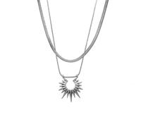 HWJQ Stainless Steel Snake Choker Necklace Layered Sun Pendant Necklaces Gold Sliver Plated Herringbone Necklace for Women Statement Jewelry, Middle, Stainless Steel, No Gemstone