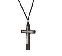 HWJQ Wooden Cross Necklaces for Women Men Leather Rope Cross Necklace Large Wood Crosses Pendant Necklace Religious Jewelry Gifts Christian Faith, Middle, Wood, No Gemstone