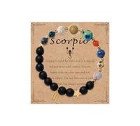 HWJQ Zodiac Bracelet for Women Men 12 Constellations Crystal Stone Bracelet Solar System Beaded Bracelet Astronomy Gifts Bangle for Friend, 1, Zinc, no gemstone