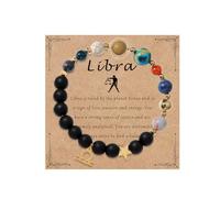 HWJQ Zodiac Bracelet for Women Men 12 Constellations Crystal Stone Bracelet Solar System Beaded Bracelet Astronomy Gifts Bangle for Friend, 1, Zinc, no gemstone