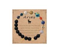 HWJQ Zodiac Bracelet for Women Men 12 Constellations Crystal Stone Bracelet Solar System Beaded Bracelet Astronomy Gifts Bangle for Friend, 1, Zinc, no gemstone