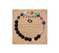 HWJQ Zodiac Bracelet for Women Men 12 Constellations Crystal Stone Bracelet Solar System Beaded Bracelet Astronomy Gifts Bangle for Friend, 1, Zinc, no gemstone