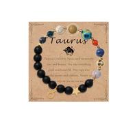 HWJQ Zodiac Bracelet for Women Men 12 Constellations Crystal Stone Bracelet Solar System Beaded Bracelet Astronomy Gifts Bangle for Friend, 1, Zinc, no gemstone