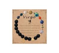 HWJQ Zodiac Bracelet for Women Men 12 Constellations Crystal Stone Bracelet Solar System Beaded Bracelet Astronomy Gifts Bangle for Friend, 1, Zinc, no gemstone