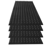 HWLIYUTAI 4 Pack pyramid Acoustic Foam Panels, 48 x 24 x 2" Sound Absorbing Panels High Density Studio Wedge Tiles Fire Resistant Acoustic Panels for Home,Office, Recording Room, Studio (Black)