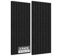 HWLIYUTAI Acoustic Foam Panels, 48 x 24 x 2 inches, 2 Pack Soundproof Foam Wall Panels High Density Noise Canceling Studio Foam for Echo Absorption Home Office (Black 2 Pack, 48" x 24" x 2")