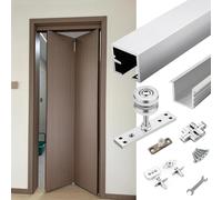 HWLL Sliding Door Kit 30" 48" 72" 96" Box Rail Track Set, Bi-folding Wooden Doors Sliding Track System Unit, Bedroom Pantry Study Room Barn Door Hardware Kit(65inch/165cm)