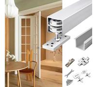 HWLL Sliding Door Kit Bifold Sliding Barn Door Hardware Track Kit, 48" 64" 76" Ceiling Mount Box Rail Track Set, Living Room Kitchen Pocket Door Guide System Unit(86cm/34inch)