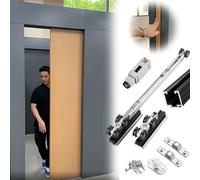 HWLL Sliding Door Kit Press-type Pocket Door Hardware Set, Invisible Aluminum Sliding Door Track - Smoothly & Quietly, Embedded Studio Door Guide System Unit(Black,114 cm/44.8 inch)
