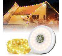 HWLWGFD Camping String Lights, 2 in 1 Outdoor Waterproof Portable Stowable String Light with 8 Modes & Type-C Fast Charging, Hanging Portable LED Lamp for Outdoor Patio Awning Garden Party