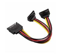 Hwmsza 1PCS 90 Degree SATA 15-Pin Male To 2 X 15P Female Y Splitter Adapter Power Cable