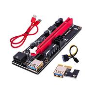 Hwmsza VER009 USB 3.0 PCI-E Riser VER 009S Express 1X 4x 8x 16x Extender Riser Adapter Card SATA 15pin To 6 Pin Power Cable (Color : Red 60CM)