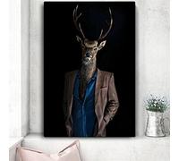 HWNU Canvas Painting Deer in a Business Suit Canvas Art Posters and Prints Wall Art Nordic Animal Picture for Kid Room Office Bedroom Decor Frameless (Size : 60x90cm no frame)