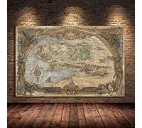 HWNU Canvas Painting Middle Earth Map Movie Posters and Prints Classic Film Picture on Wall Art Oil Canvas Painting for Living Room Boy Bedroom Decor Frameless (50X70cm Unframed)