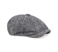 hwoehyo Mens Herringbone 8-Panel Classic Driver Cap - Adjustable Vintage Beret-Style Headwear for Cool Weather, Fits 56-59CM (UK, Alpha, XS, 3XL, Light Gray)
