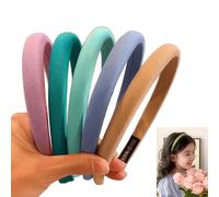 HWOLPEMS Plain Headbands for Little Girls, Candy Colored Hairbands, Vintage Headbands, Sweet Hairbands for Girls Toddler Kids (C (Khaki & Purple & Denim Blue & Lake Blue & Teal Blue), M)