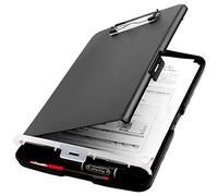 HWPRATO Clipboards Organizer Clipboard with Storage Nursing Clipboard Foldable File Folder Plastic Folio with Storage Case for Teacher,Kids,Doctor,Offices (Black)