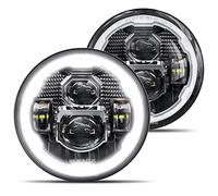 HWSTAR 2023 New 1000% Brighter Anti-glare 7 Inch Led Headlights Round Compatible with Jeep Wrangler JK JKU TJ LJ Chevy Ford GMC Dodge Mazda Nissan VW Mack etc DOT w/Halo DRL H6024 Hi/Low Sealed Beam