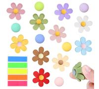 HWSWSH 16 PCS 3D Flower Cute Fridge Magnets,Colorful Decorative Magnets for Board,Flower Cute Fridge Magnets,Whiteboard Magnets for Kids,Round Mini Magnets with Notes for Crafts,Refrigerator,Locker