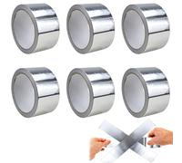 HWSWSH 6 Rolls Aluminium Foil Tape - Heat-Resistant, Waterproof, Heavy Duty Metal Tape Reinforced for HVAC Repair, Roof Leak, Pipework - 5cm x 20m