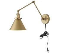 HWSY Adjustable Retro Wall Light Bedside Reading Light Extendable Flexible Indoor Industrial Wall Lamp With Switch And 1.5M Cable Bedroom Living Room Office Restaurant Cafe E27 Metal Wall Sconce