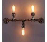 HWSY Antique Copper 3 Light -lamp Water Pipe Light Wrought Iron Water Pipes Wall Lamp Industrial Light Indoor Wall Sconce Edison Industrial Feng Shui Pipe Steampunk Wall Lamp Interesting