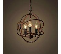 HWSY Meng 3-Lights Lights Vintage Edison Metal Shade Round Hanging Ceiling Chandelier Retro Iron Rustic Spherical Ceiling Light Interesting