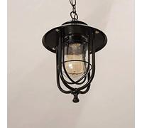 HWSY Modern Die-cast Aluminum Hanging Lantern Porch Light Outdoor Pendant Light Vintage Hanging Lamp E27 Adjustable Chain Ceiling Light Fixtures for Porch Cafe Indoor (Color : Black) Interesting