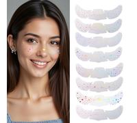 Hwsyin Pack of 8 Glitter Freckles Tattoos, Glitter Freckles Face Tattoos, Waterproof Temporary Face Tattoos, Holographic Multicoloured Makeup Patches for Festivals, Carnival, Party, DIY Make-Up