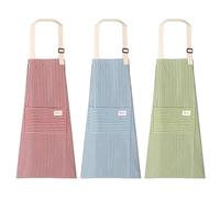 Hwtcjx 3 Pcs Kitchen Aprons for Women, Adjustable Stripe Aprons, Chef Bakers Apron, Unisex Adjustable Bib Apron, Cooking Apron with 2 Pockets for Cooking Baking Gardening (Blue, Red, Green)