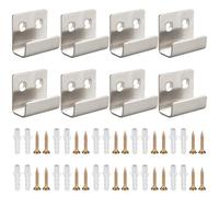 Hwtcjx 8 Pcs U Shaped Brackets, Mirror Brackets,Ceramic Tile Display Stand,Mirror Mount,Metal Hook with Screws Expansion Tube,for Oil Painting Display,Photo Frame Display,20mm Inner Width (XL-Silver)