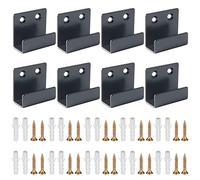 Hwtcjx 8 Pcs U Shaped Brackets, Mirror Brackets, Ceramic Tile Display Stand, Mirror Mount, Metal Hook with Screws Expansion Tube, for Oil Painting,Photo Frame Display,20mm Inner Width (XL-Black)