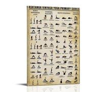 HWUEWQLERJI Ashtanga Yoga Primary Series Posters Wall Art Vintage Poster Decorative Painting Aesthetic Canvas Decor for Living Room Bed Room 16x24inch(40x60cm) Frame-style