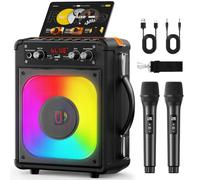 HWWR Karaoke Machine 2 Microphones, Portable Bluetooth Speaker with PA System for Adults, Singing Machine for Parties and Gatherings, Supports TWS, USB, TF, AUX and TV Connected