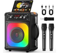 HWWR Karaoke Machine 2 Microphones, Portable Bluetooth Speaker with PA System for Adults, Singing Machine for Parties and Gatherings, Supports TWS, USB, TF, AUX and TV Connected