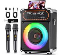 HWWR Karaoke Machine with 2 Microphones, Portable Bluetooth 5.3 Karaoke Speaker for Outdoor Events,Gatherings and Parties, PA System with Echo Adjustment for Adults, Stage-subwoofers