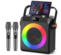 HWWR Karaoke Machine with 2 Wireless Microphones, Bluetooth 5.3 Speaker with Upgraded Subwoofer, Bass Boom | Home Party PA System, Outdoor Gatherings, Support TV/AUX/USB/TF Card/Live