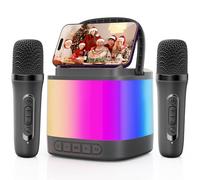 HWWR Mini Karaoke Machine for Kids&Adults, Portable Bluetooth Karaoke Speaker with 2 Wireless Microphones, Popular Birthday Gifts for Girls Boys Age 3-14+, Singing Machine with Party Lights